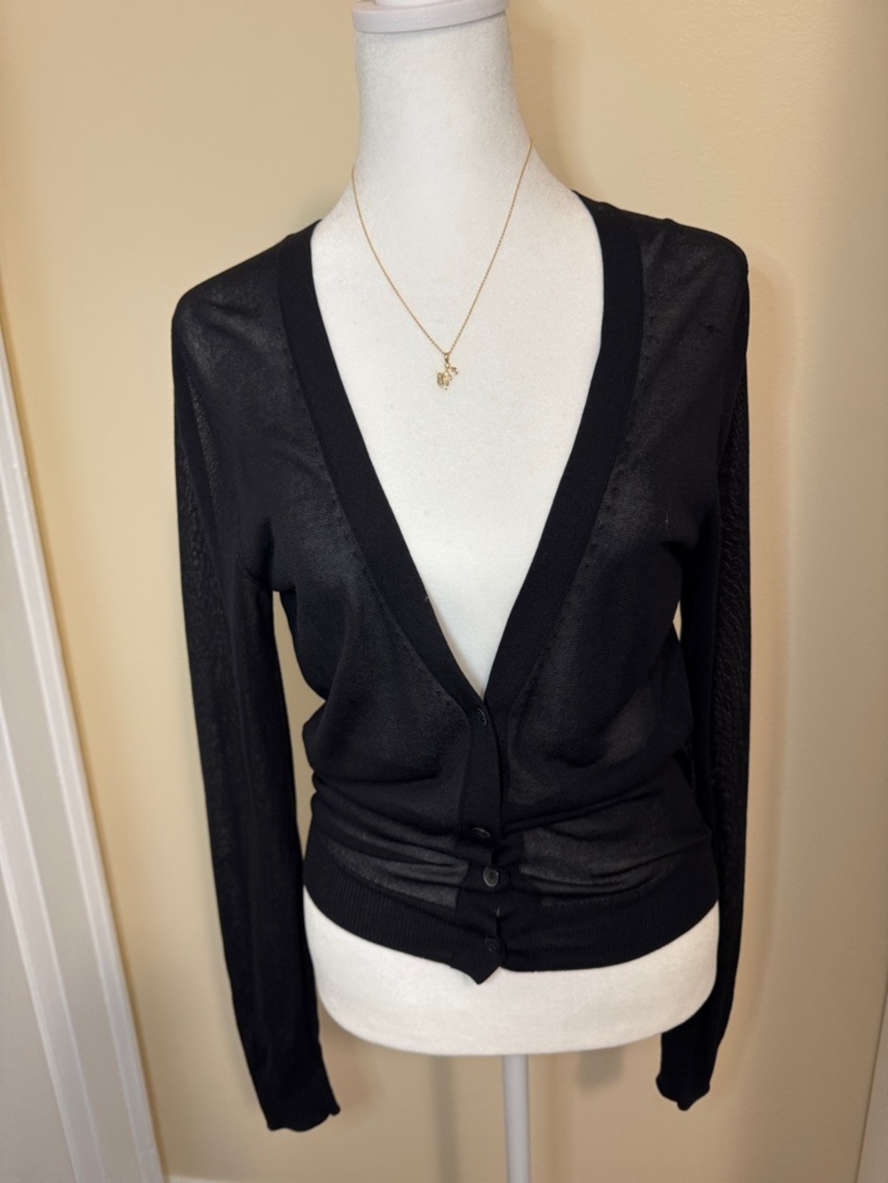 Uniqlo Black Sheer Long-Sleeve Cardigan